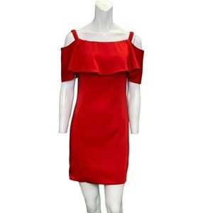 Dave and Johnny Off Shoulder Ruffle Dress Red Size 6 NWT